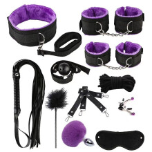 Adult sex products upper material purple plush leather bundle seven-piece set 10 meters cotton rope