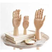 Wooden Rotatable Joint Hand Model Miniatures Home Desktop Wood Hand Figurines Ornament