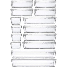 14 Pcs Clear Plastic Drawer Organizer Tray For Makeup, Kitchen Utensils, Jewelries, And Gadgets - Jxlgv From Chuai Du