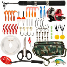 52pcs Ice Fishing Gear Set Ice Fishing Rod And Reel Combo With Ice Fishing Scoop Ice Fishing Hook Fishing Lures