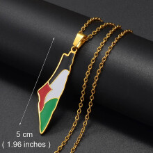 (Gold Color, 45cm or 17.7 Inches) Palestine Pendant Chain Necklaces Stainless Steel Gold Plated And Silver Jewelry 319001