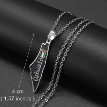 (Silver Color2, 60cm or 23.6 Inches) Palestine Pendant Chain Necklaces Stainless Steel Gold Plated And Silver Jewelry 319001