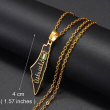 (Gold Color1, 45cm or 17.7 Inches) Palestine Pendant Chain Necklaces Stainless Steel Gold Plated And Silver Jewelry 319001