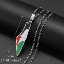 (Silver Color, 45cm or 17.7 Inches) Palestine Pendant Chain Necklaces Stainless Steel Gold Plated And Silver Jewelry 319001