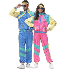 (men, XL) Men And Womens 80s Tracksuit Retro Hip Hop Windbreaker Women Disco Tracksuit Sets Colorblock One Piece Outfits Setjacket Windbreaker Elastic Waistband