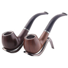 (dark brown) Tobacco Pipe, Handmade Wooden Pipe, Perfect Beginner Pipe, Gift Bent Ring Resin Pipe Filter Removable And Washable 1pcsd-