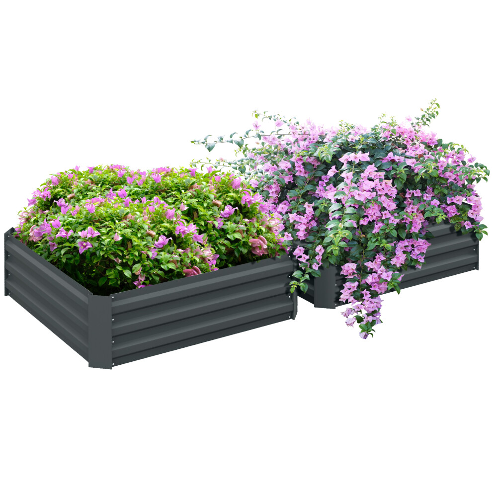 Set Of 2 Raised Garden Bed Galvanised Steel Planter Boxes Easy Setup