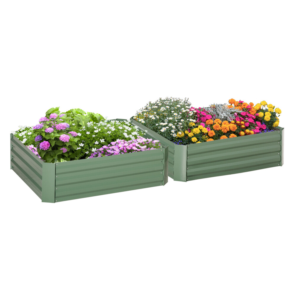 Set Of 2 Raised Garden Bed Galvanised Steel Planter Boxes Easy Setup