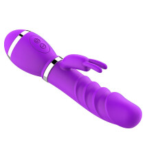 (Purple) 12 Vibration Modes Quiet Dual Motor G Spot Rabbit Vibrator With Bunny Ears For C