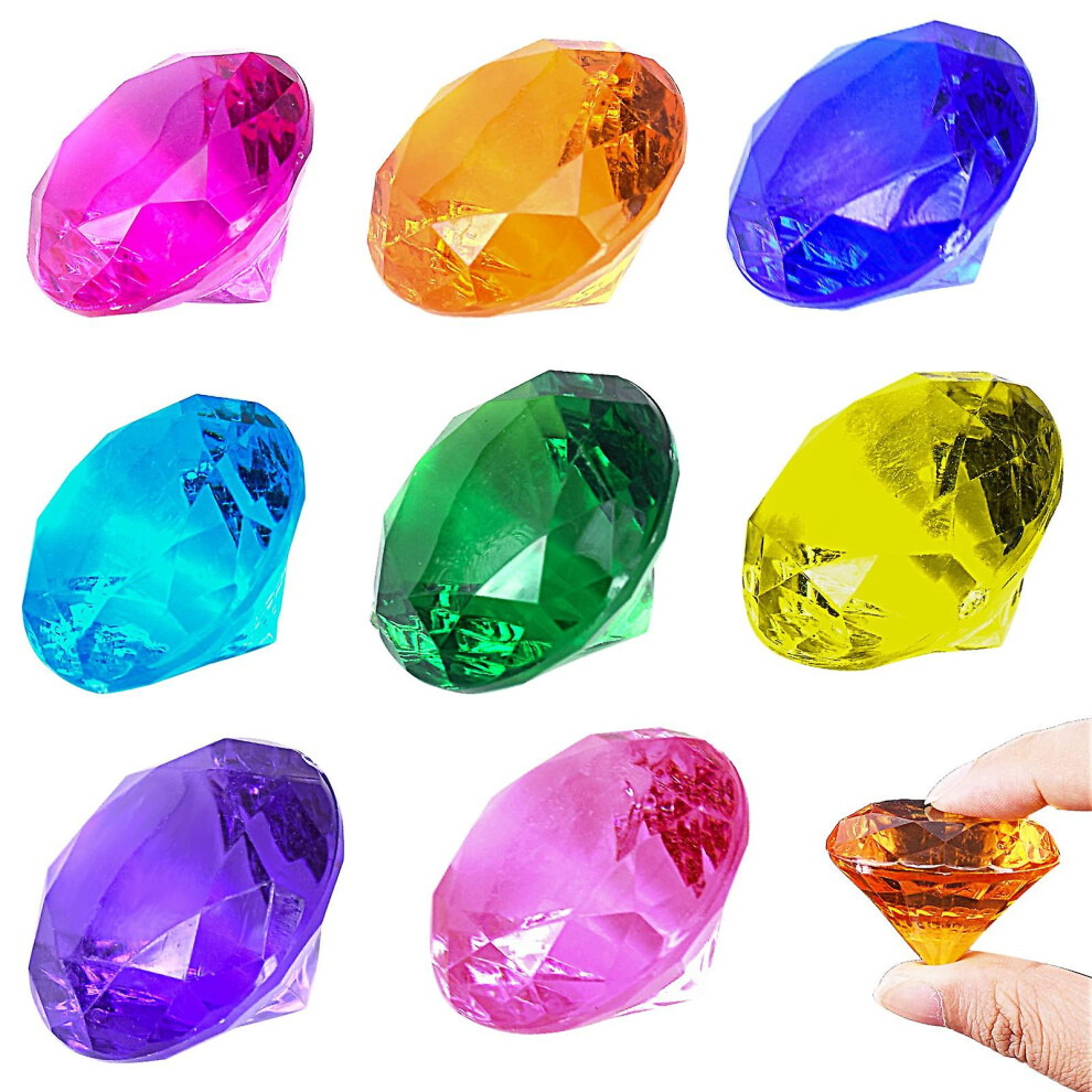 8 Pcs Big Size Kids Diamond Toyacrylic Diamond Gems Jewels Large Pirate Treasure Chest Hunt Toy Fake