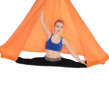 (Orange) Flying Swing Aerial Yoga Hammock Silk Fabric Sports Nylon Inversion Pilates Antigravity Yoga Trapeze Sensory Swing Ultra Strong Antigravity Durable An