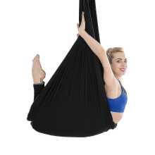 (Black) Flying Swing Aerial Yoga Hammock Silk Fabric Sports Nylon Inversion Pilates Antigravity Yoga Trapeze Sensory Swing Ultra Strong Antigravity Durable An