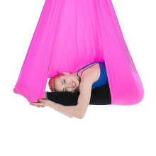 (Rose Red) Flying Swing Aerial Yoga Hammock Silk Fabric Sports Nylon Inversion Pilates Antigravity Yoga Trapeze Sensory Swing Ultra Strong Antigravity Durable An