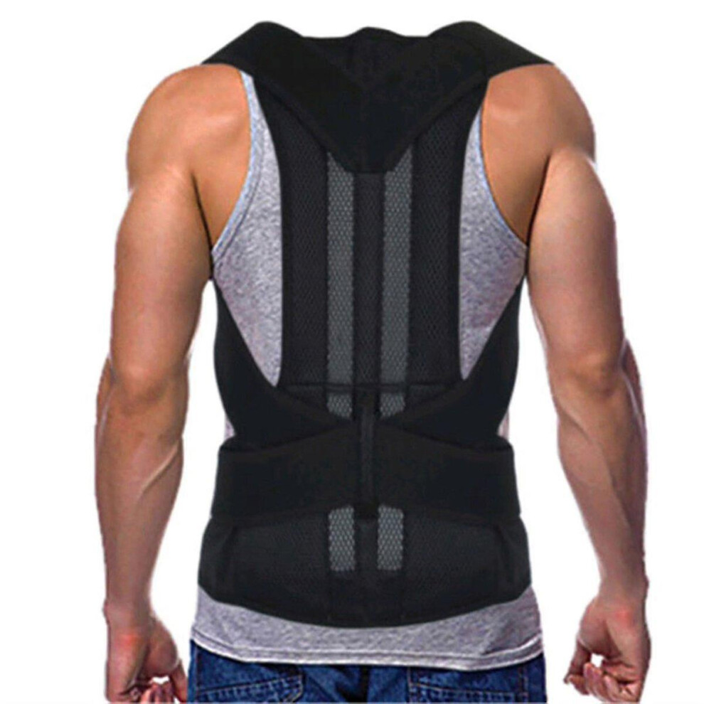 (S) Adjustable Back Support Belt Posture Corrector Shoulder Lumbar Spine