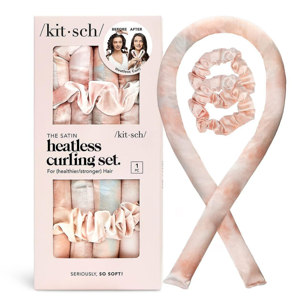 (Sunset) Kitsch Satin Heatless Curling Set - Hair Rollers For Heatless Curls