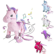 (red) 28cm Singing And Walking Electric Unicorn Stuffed Animal Plush Toy