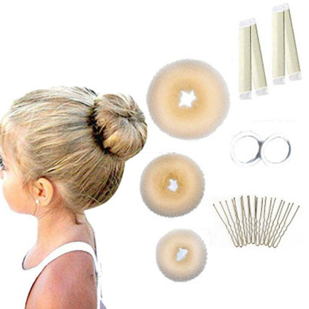 Unisex Not,Specified 17 Pcs Donut Hair Bun Maker Set,3 Pieces Hair Donut Bun Makers