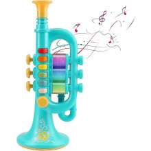 Cestmall Trumpet Toys, Horn Trumpet With Music Portable Trumpet For Kids Toy Plastic Trumpet With Lighted Musical Instrument, Trumpet Toy Gift For Chi