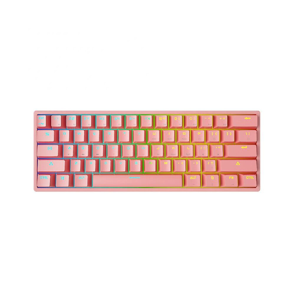 (Pink) Ryra Mini Gaming Mechanical Keyboard 61 Keys Rgb Hotswap Type-C Wired Gaming Keyboard Pink 9360243078343