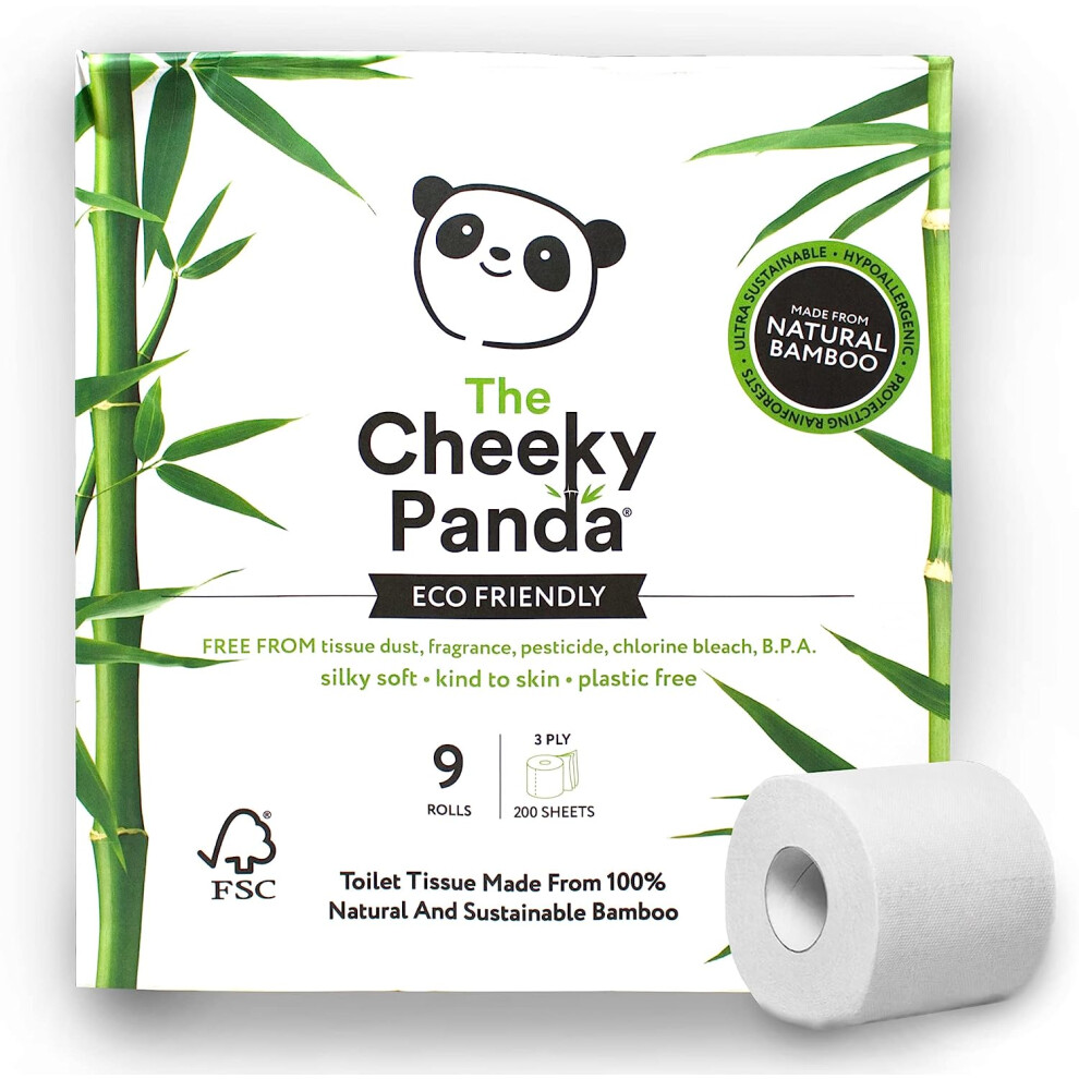 The Cheeky Panda Bamboo Toilet Paper 9 Rolls Of Toilet Paper Plastic Free Packaging And Sustainable Toilet Tissue 100% Compostable