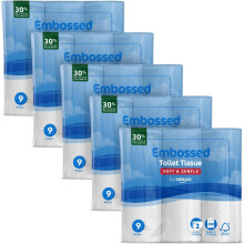 by Amazon 2-Ply Embossed Toilet Paper, 45 Rolls (5 Packs of 9), Unscented, 200 Sheets per Roll (previously Presto!)
