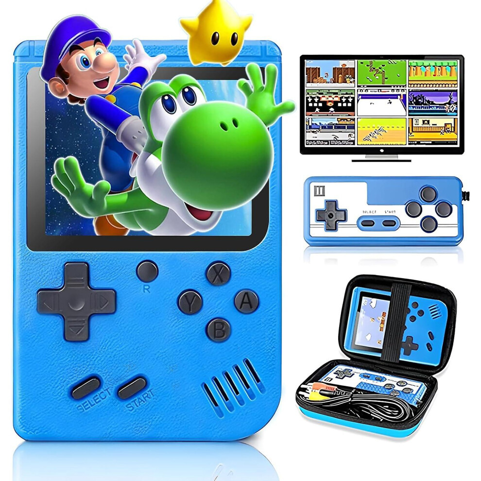 (Blue 400) Retro Handheld Game Console With 400 Classical Fc Games-3.0 Inches Screen Portable Video Game Consoles With Protective Shell-handheld Video