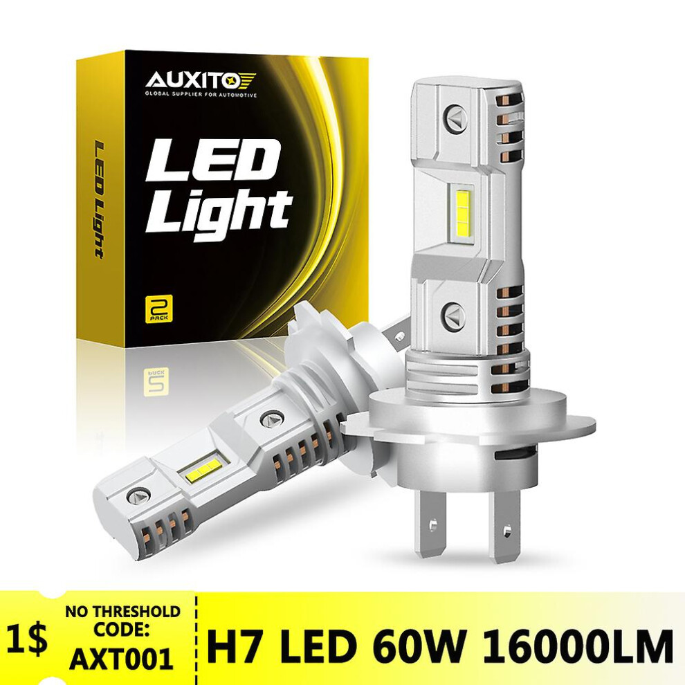 Auxito 2Pcs H7 Led 60W 16000Lm Head 12V 6500K Led H7 Fanless Bulb Mini 1:1 Wireless 5530 Csp Chip Car Head Lamp High Power Light 9353840109237