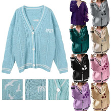 (S) Taylor Swift Cardigan Sweaters for Women Version Embroidered Cable Knit Open Front Cropped Cardigan