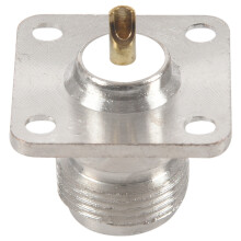 N type female jack RF coax connector 4-hole panel mount with solder cup,silver