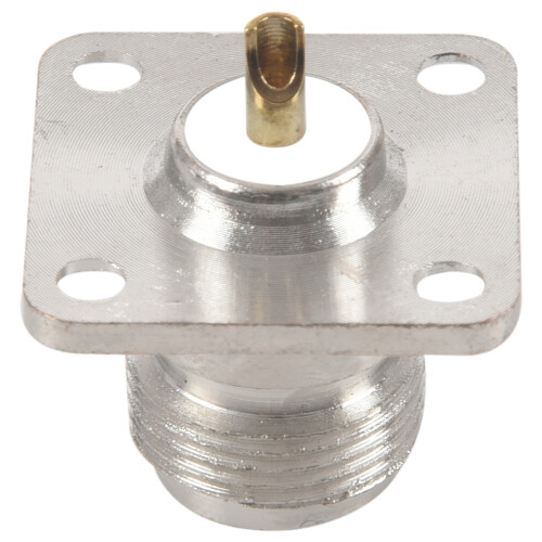 N type female jack RF coax connector 4-hole panel mount with solder cup,silver 1