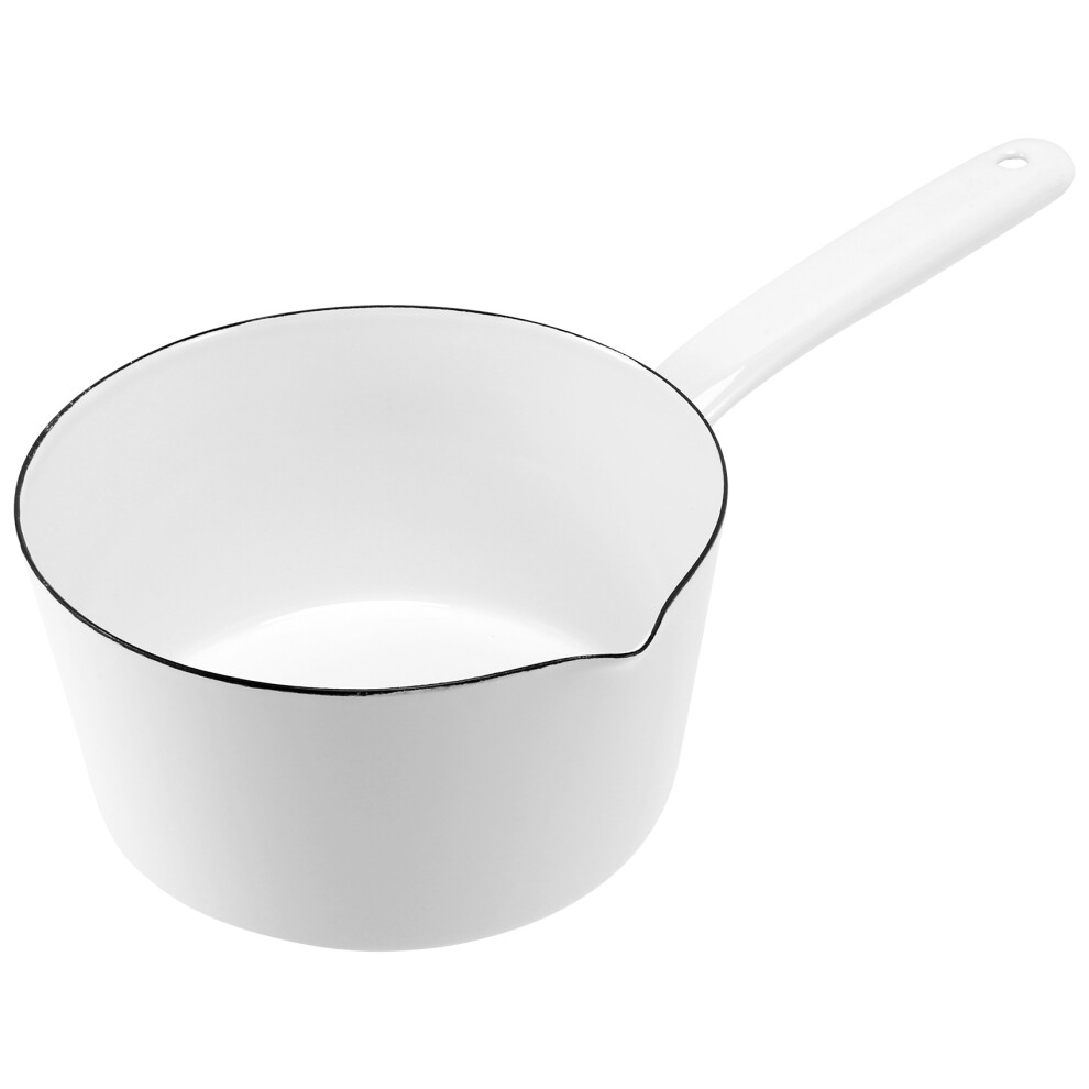 1.3L Japanese Style White Ceramics Milk Pot Kitchen Cooking Pan Pot Stewpan Saucepan with Long Handle for One People