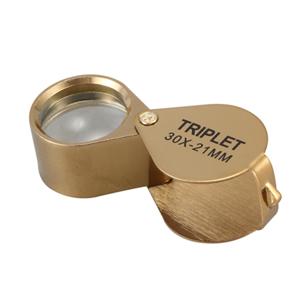 Jojomino Gold Portable 30X Power 21Mm Jewelers Magnifier Foldable Eye Loupe Jewelry Store Magnifying Glass