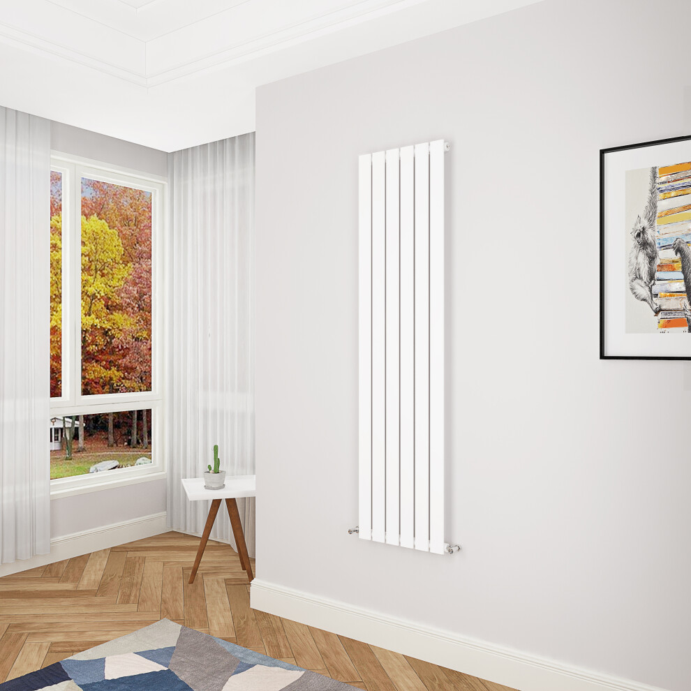 (1600x408mm Single) Vertical flat radiator white all sizes