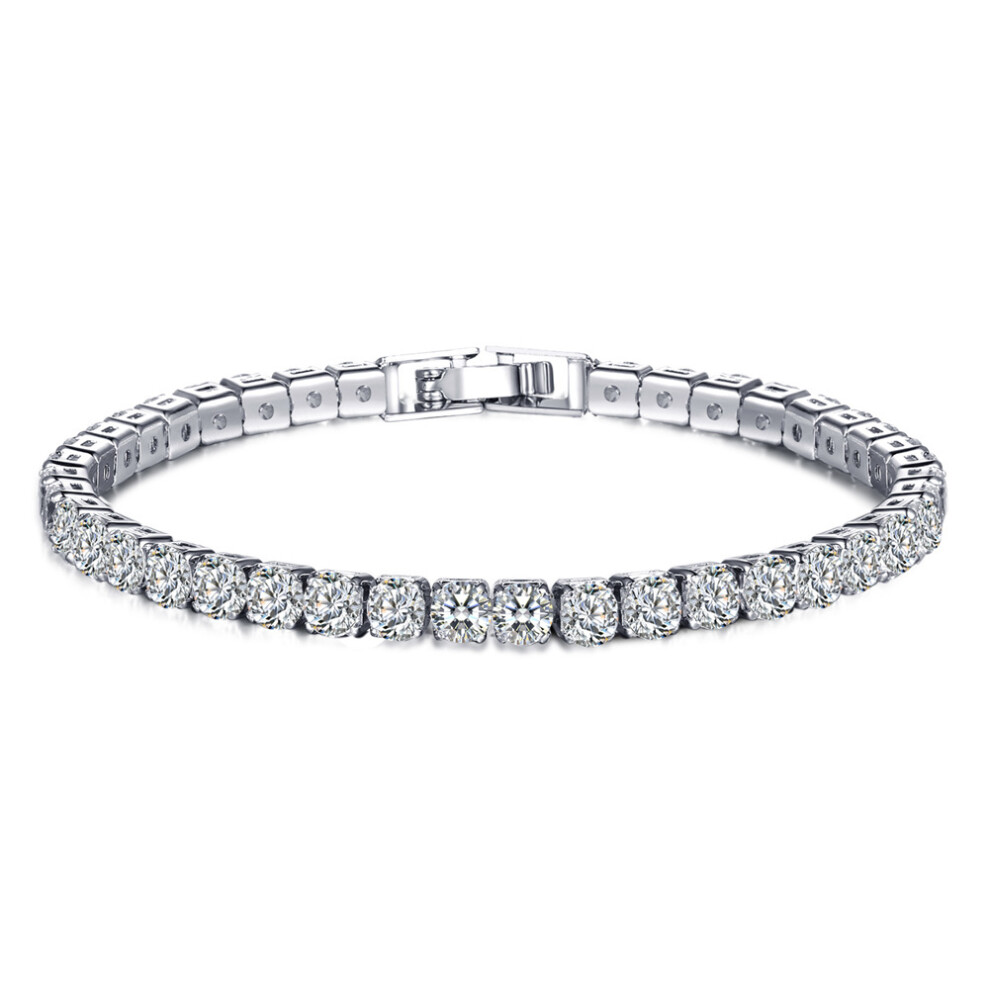 Zirconia 1 Row Tennis Chain Bracelet Men And Women Jewelry Brass / Copper Material Clasp Bracelet Link Jewelry Silver