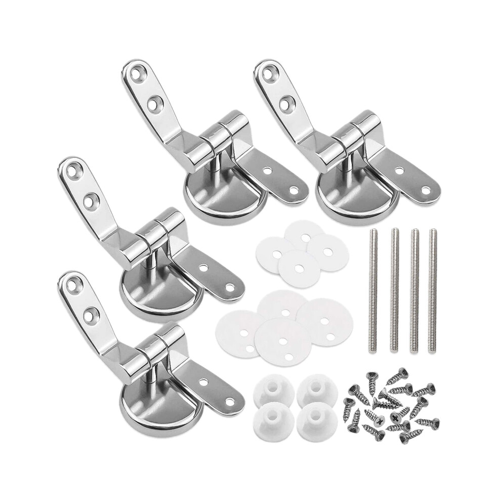 2 Pair of Toilet Seat Hinges Fittings Replacement Hinges and Fixtures Fittings for Wooden Resin Toilet Seats