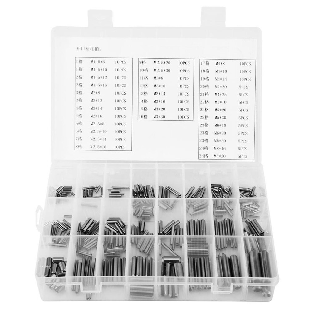 280Pcs Stainless Steel Spring Pin Tension Elastic Cylindrical Cotter Pins Set M1.5 M2 M2.5 M3 M5 M6 M8 Dowel 4851062782283