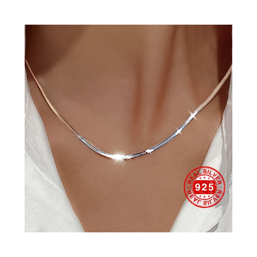 925 Sterling Silver Thin Flat Snake Bone Chain Necklace Elegant Neck Chain Jewelry