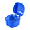 Dark Blue Denture Case, Denture Cup with Strainer, Denture Bath Box False Teeth Storage Box with Basket Net Container Holder for Travel 3