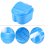 Blue Denture Case, Denture Cup with Strainer, Denture Bath Box False Teeth Storage Box with Basket Net Container Holder for Travel 8