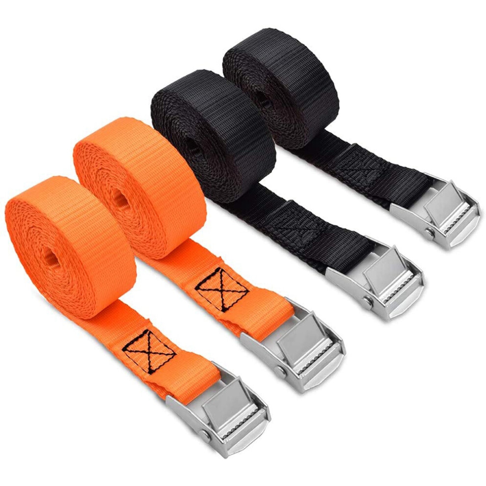 Lashing Straps Tie Down Straps With Zinc Alloy Cam Lock For Cargo, Gear, Bikes & More (4 Pack) 4851062786625