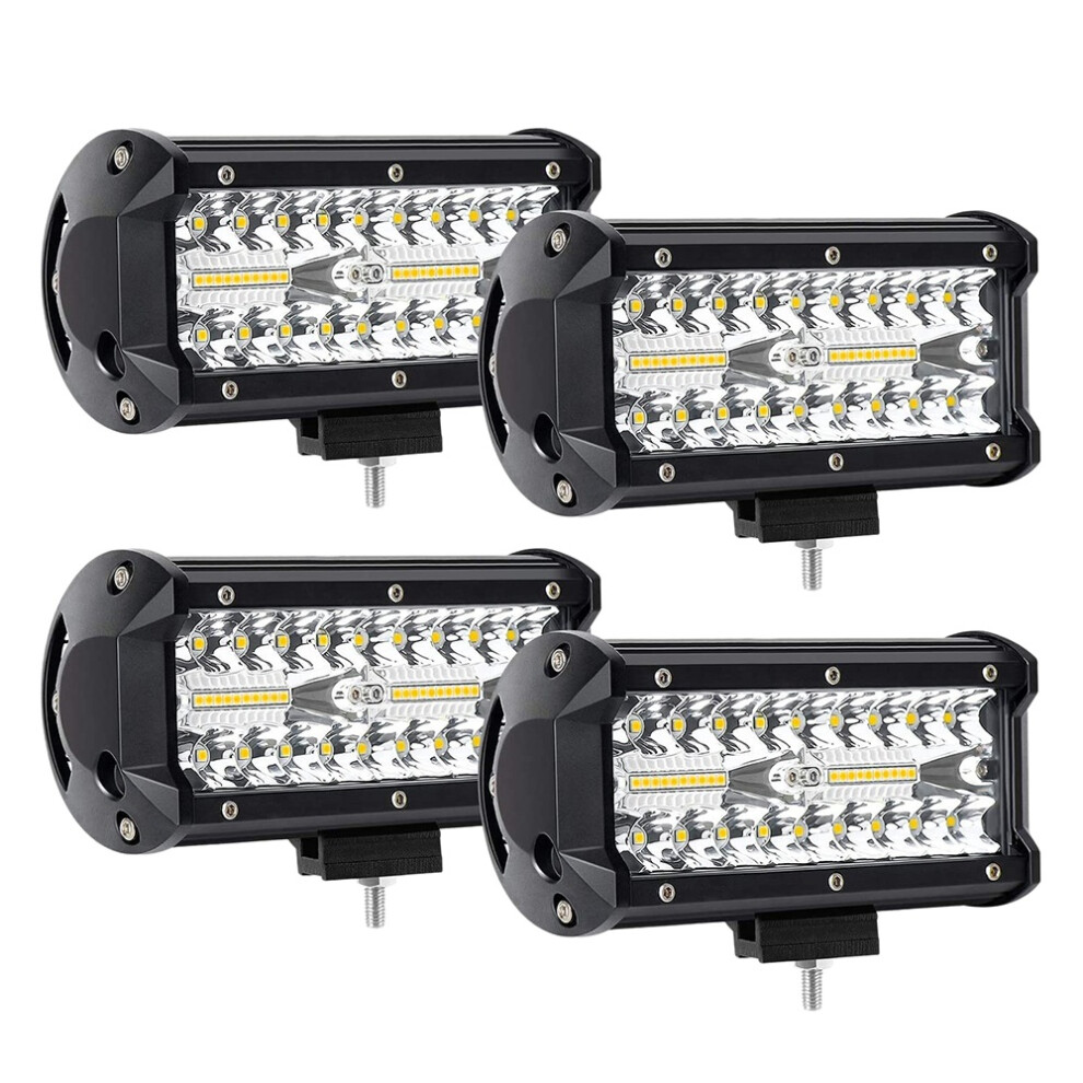 4 x 240W 7Inch LED Light Bar 24000Lm LED Spot Flood Combo Beam Waterproof Off Road Work Light for SUV UTV Pickup Boat