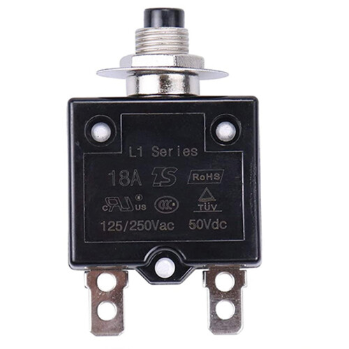 125-250V AC 50V DC Push Button Circuit Breaker 18A Thermal Overload Protector L1 Manual Reset Thermal Circuit Breaker