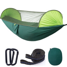Portable Automatic Camping Hammock with Mosquito Net,Folding Multi Use Hammock Swing for Outdoor Camping,Green