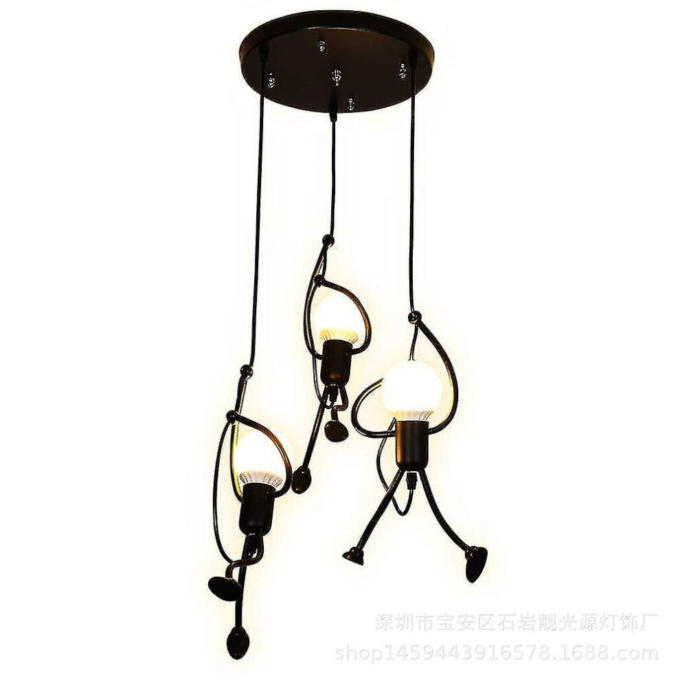 Living Room Chandelier E27 Iron People Children's Bedroom Chandelier, Creative Cartoon Living Room Chandelier, Hanging Fixture For Bedroom Livin Light