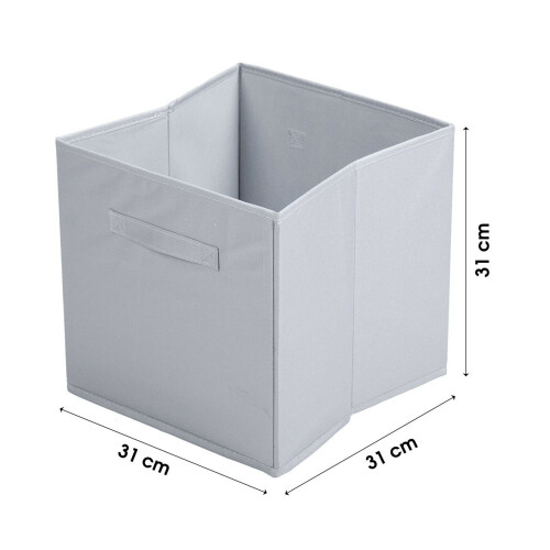 (Light Grey, 3pc) Foldable Storage Boxes Cubes Collapsible Large Folding Organiser Baskets 31x31cm 2