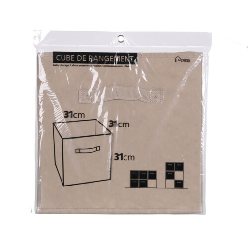 (Taupe, 2pc) Foldable Storage Boxes Cubes Collapsible Large Folding Organiser Baskets 31x31cm 2