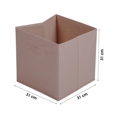 (Taupe, 4pc) Foldable Storage Boxes Cubes Collapsible Large Folding Organiser Baskets 31x31cm 2