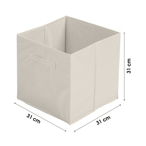 (Beige, 2pc) Foldable Storage Boxes Cubes Collapsible Large Folding Organiser Baskets 31x31cm 2