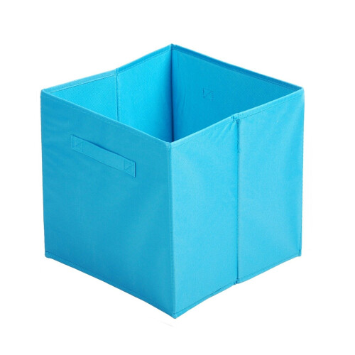 (Light Blue, 4pc) Foldable Storage Boxes Cubes Collapsible Large Folding Organiser Baskets 31x31cm