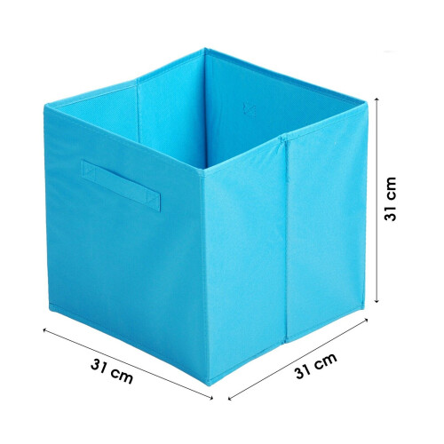 (Light Blue, 4pc) Foldable Storage Boxes Cubes Collapsible Large Folding Organiser Baskets 31x31cm 2